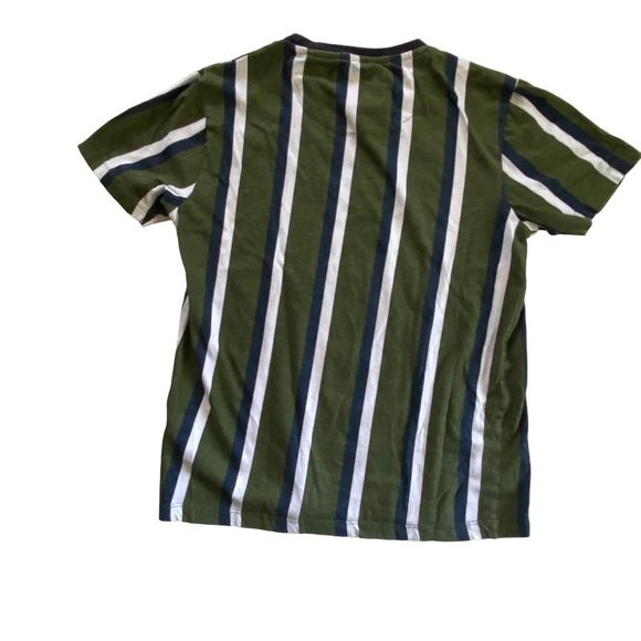 Cactus Boys sz 11/12, cm152 striped tee "beyond" embroidered olive green/blue - Picture 4 of 5